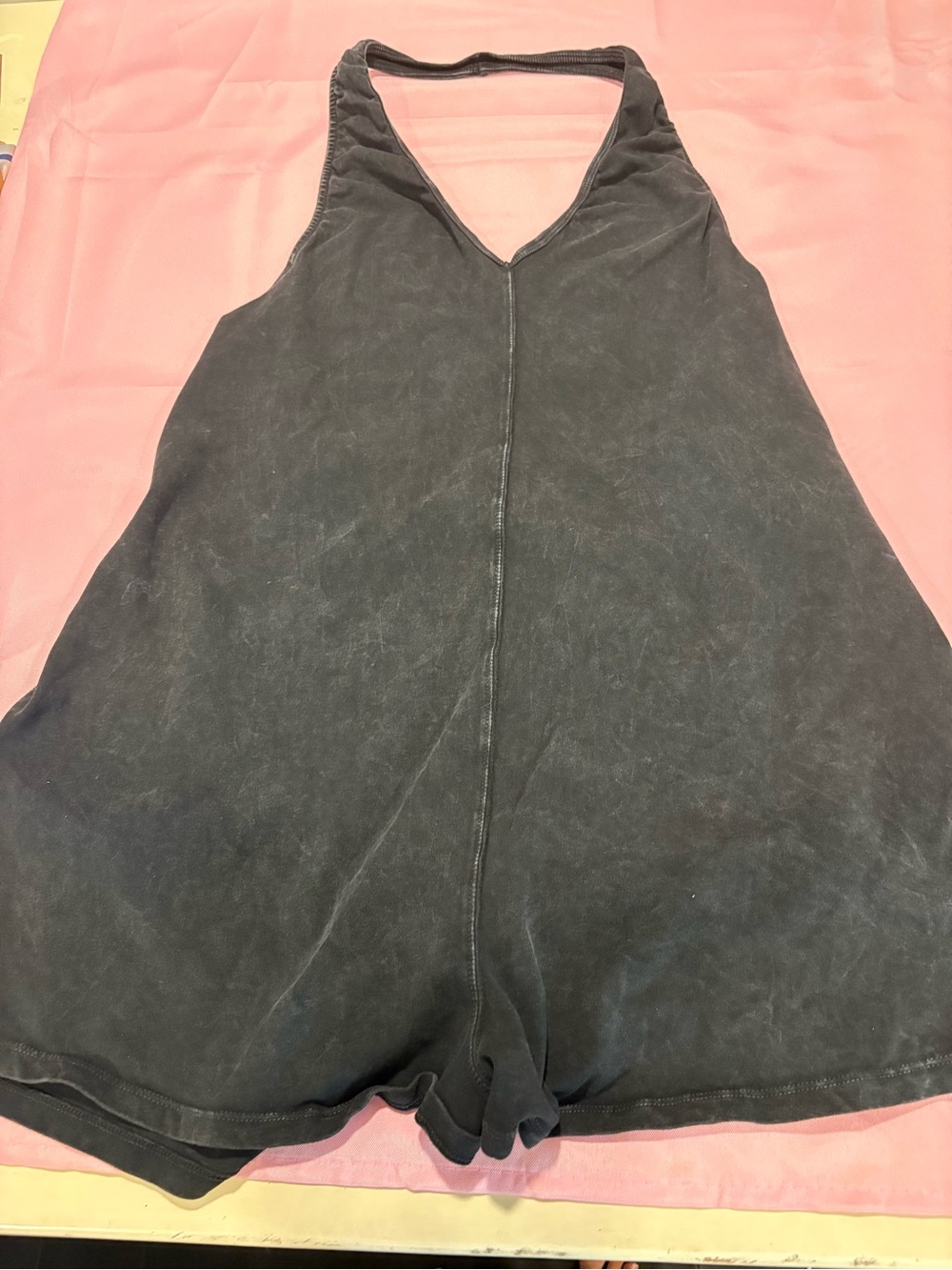Free People FP Movement Black Washed Halter Romper Wide Leg Shorts L